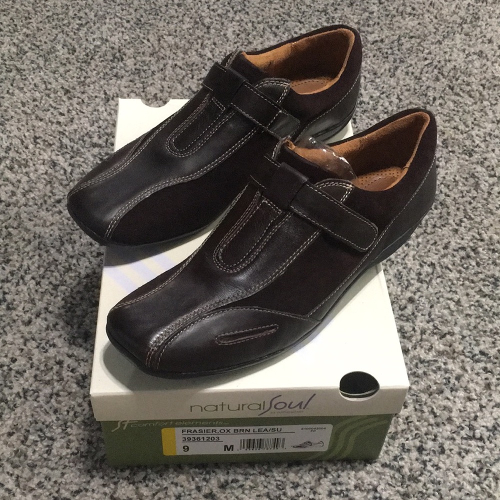 Natural Soul Frasier OX Brown Leather Womens Size 9